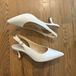 White Slingback Pointed Toe Wedding Heels